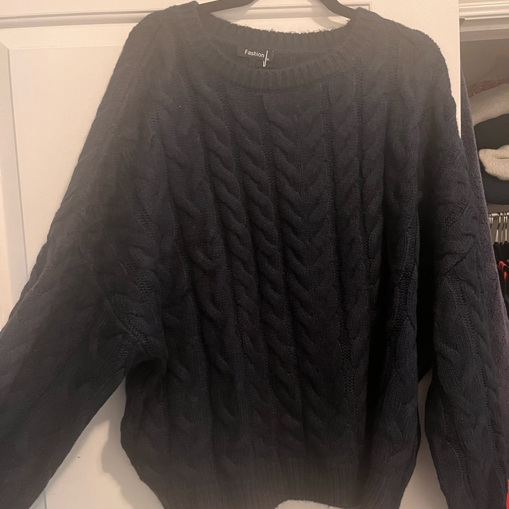 Navy Cable Knit Sweater